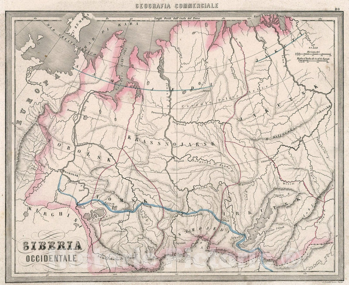 Historic Map : 20. Siberia Occidentale., 1858, Vintage Wall Art