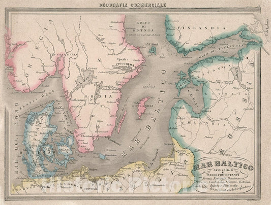 Historic Map : 43. Mar Baltico sue Isole Paesi Circostanti, Svezia, Norvegia, Danimarca, Prussia, Curlandia, Livonia, Estonia,, 1858, Vintage Wall Art
