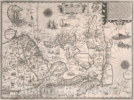 Historic Map : East Asia. Exacta & accurata delineatio ... China, Cauchinchina ...., 1595, Vintage Wall Art