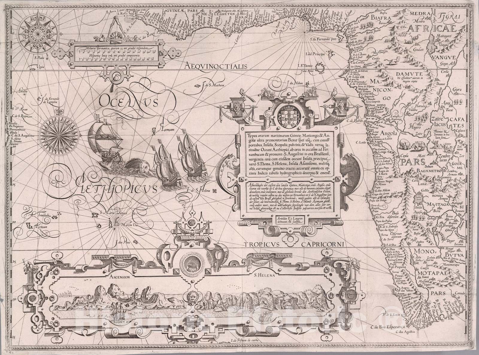 Historic Map : Western Africa. Typus orarum maritimarum Guineae, Manicongo & Angole ...., 1595, Vintage Wall Art