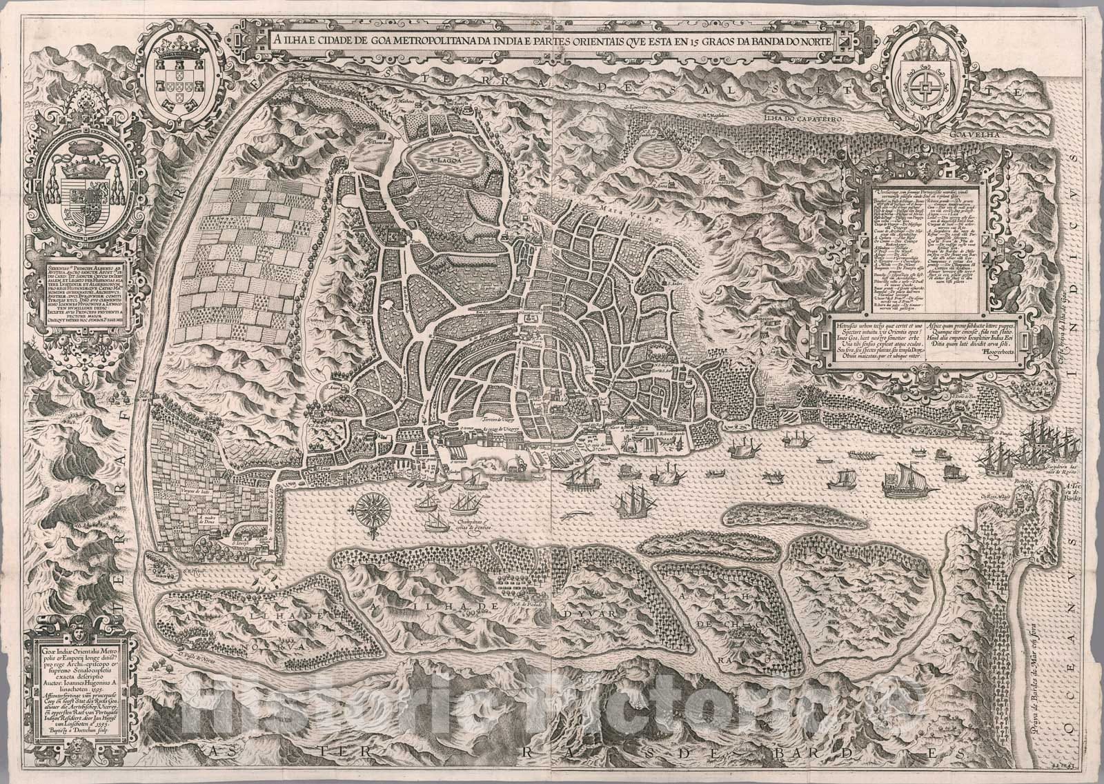 Historic Map : Book Map: La Ville de Goa., 1595, Vintage Wall Art
