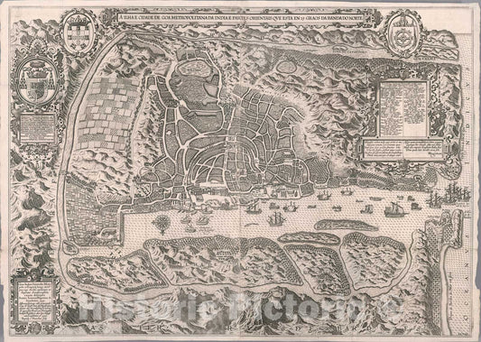 Historic Map : Book Map: La Ville de Goa., 1595, Vintage Wall Art