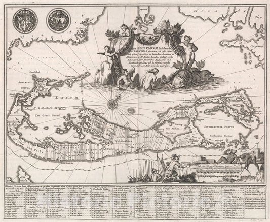 Historic Map : Mappa Aestivarum Insularum Alias Barmudas , 1671, John Ogilby, Vintage Wall Art