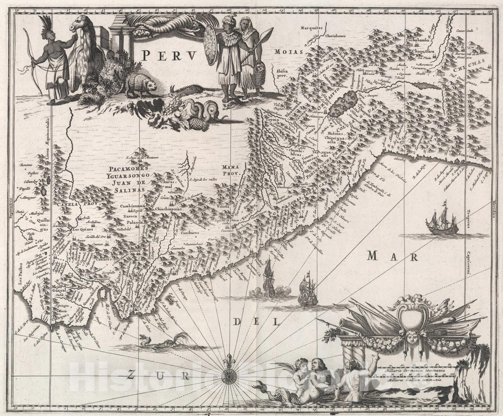 Historic Map : Peru., 1671, Vintage Wall Art