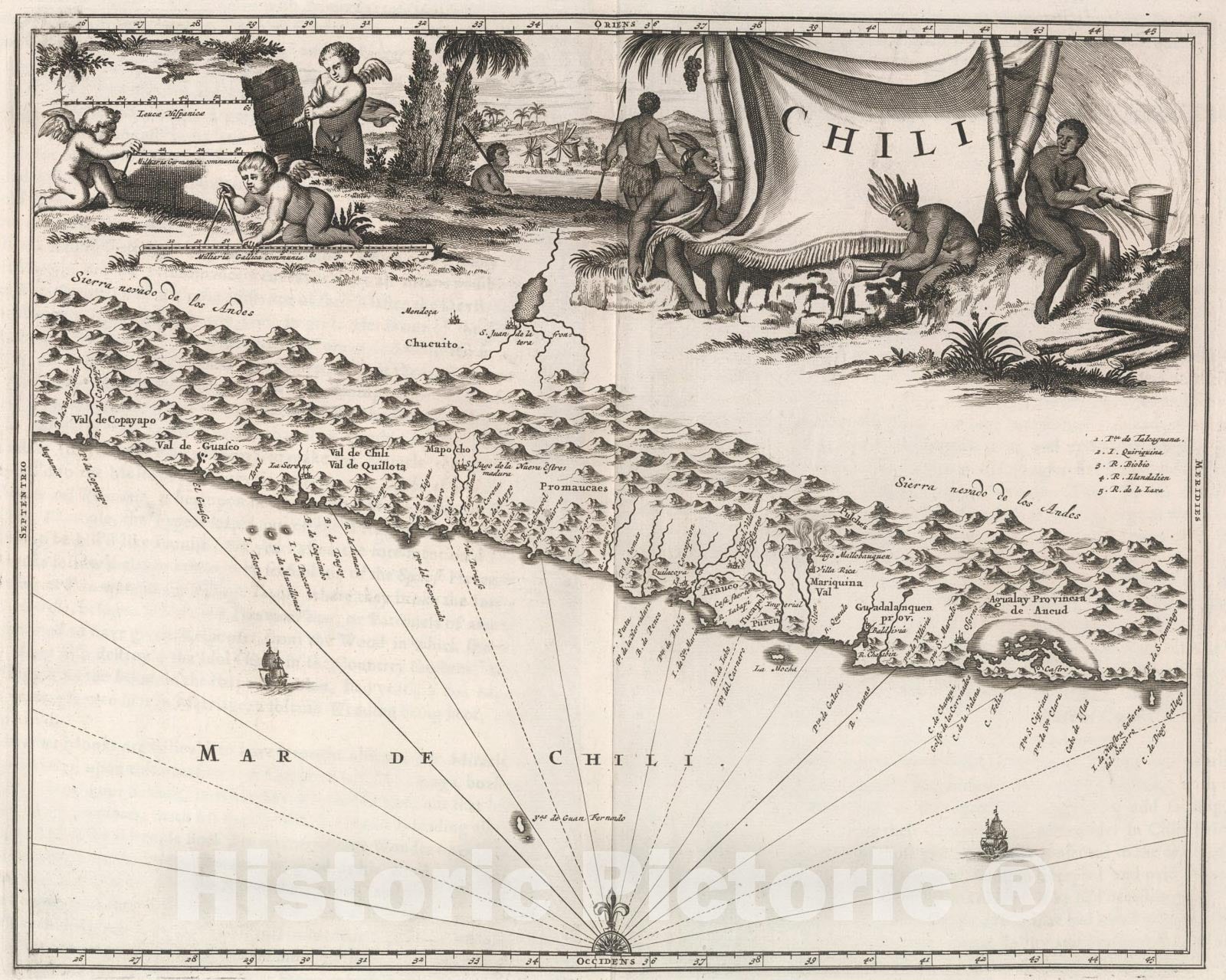 Historic Map : Chili., 1671, Vintage Wall Art