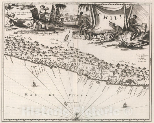 Historic Map : Chili., 1671, Vintage Wall Art