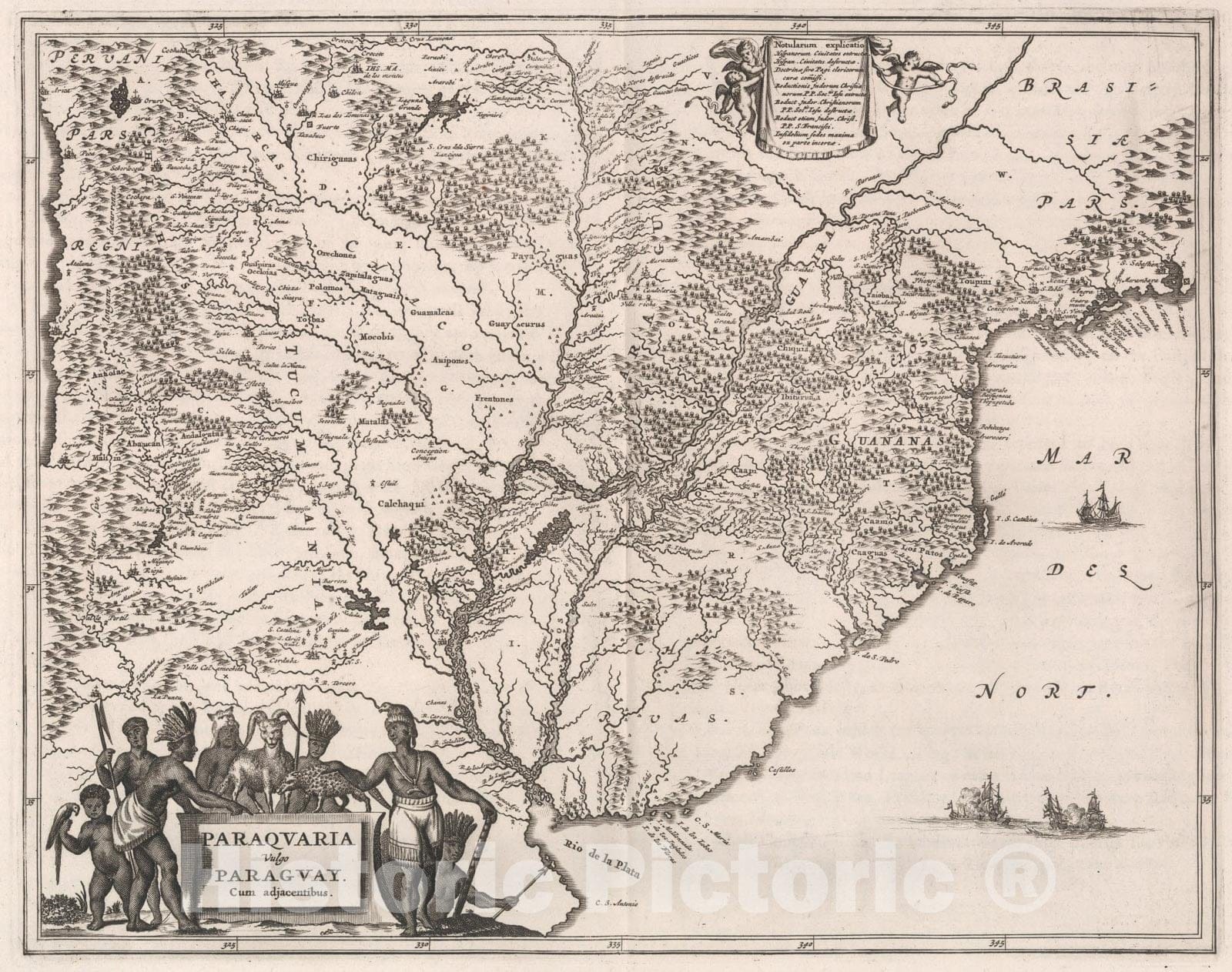 Historic Map - Paraquaria Vulgo Paraguay Cum adjacentibus, 1671, John Ogilby - Vintage Wall Art