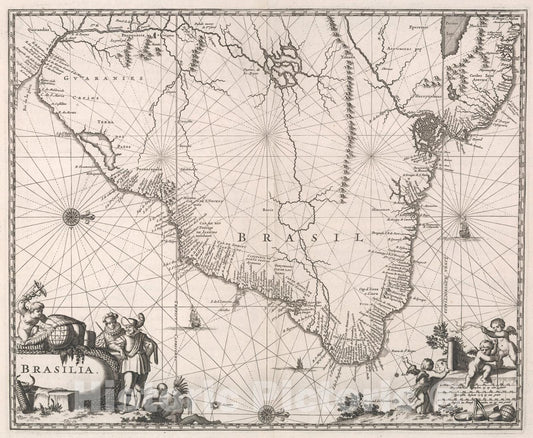 Historic Map : Brasilia, 1671, Vintage Wall Art