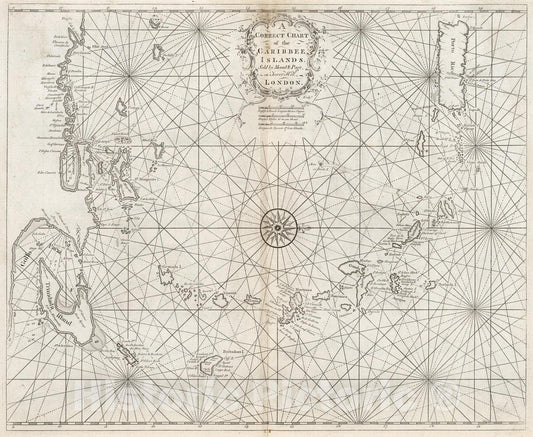Historic Map : Correct Chart of the Caribbee Islands., 1794, Vintage Wall Art