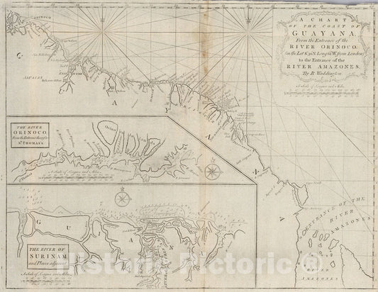 Historic Map : Chart of the Coast of Guayana., 1794, Vintage Wall Art