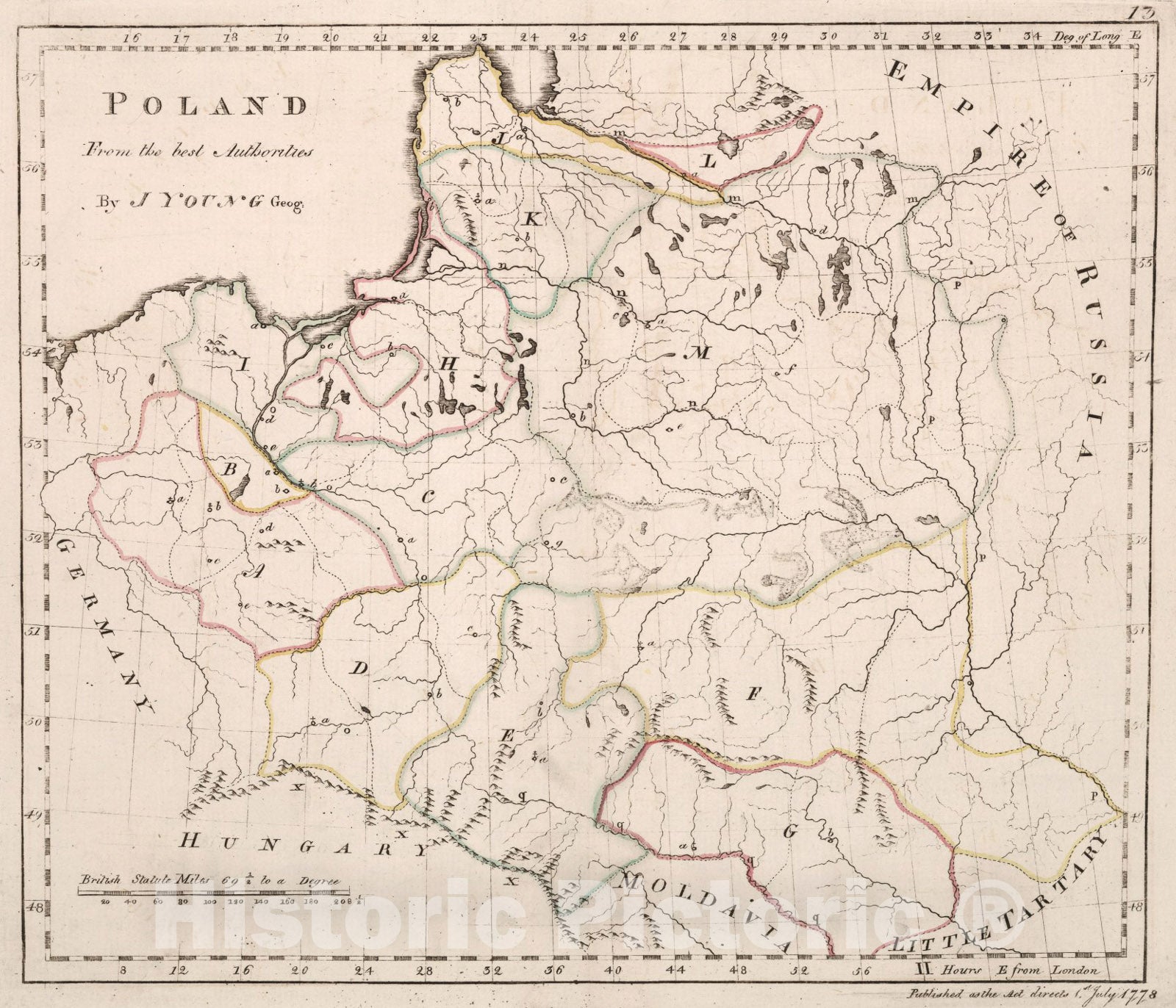 Historic Map : Poland, 1778, Vintage Wall Art