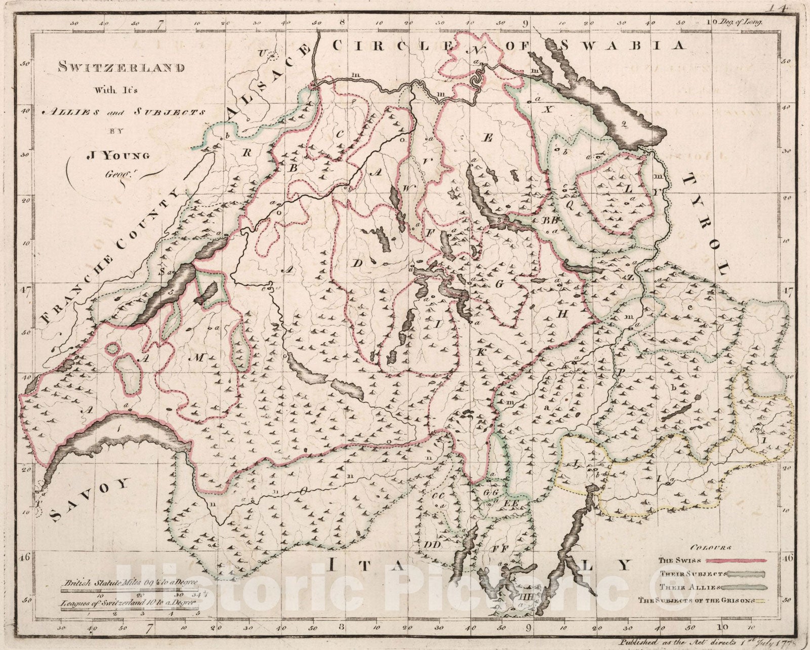 Historic Map : Switzerland, 1778, Vintage Wall Art