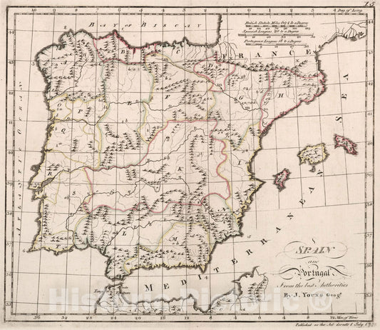 Historic Map : Spain and Portugal, 1778, Vintage Wall Art