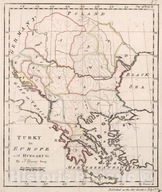 Historic Map : Turkey in Europe with Hungary &c., 1778, Vintage Wall Art