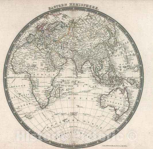 Historic Map : Eastern Hemispher, 1836, Vintage Wall Art