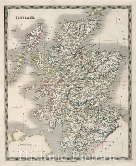 Scotland - Railroad Map, 1836 - Historical Map Print