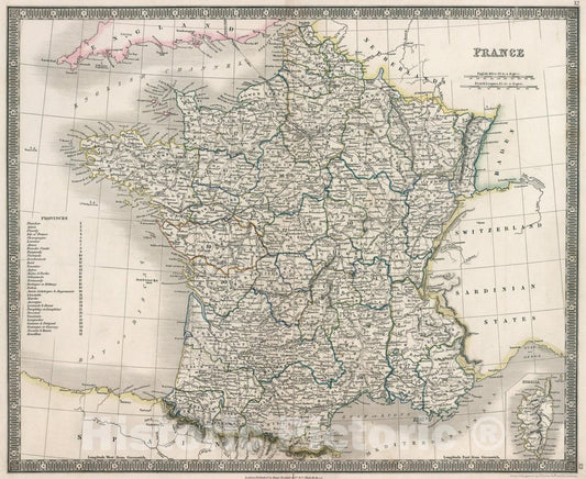 Historic Map : France, 1836, Vintage Wall Art