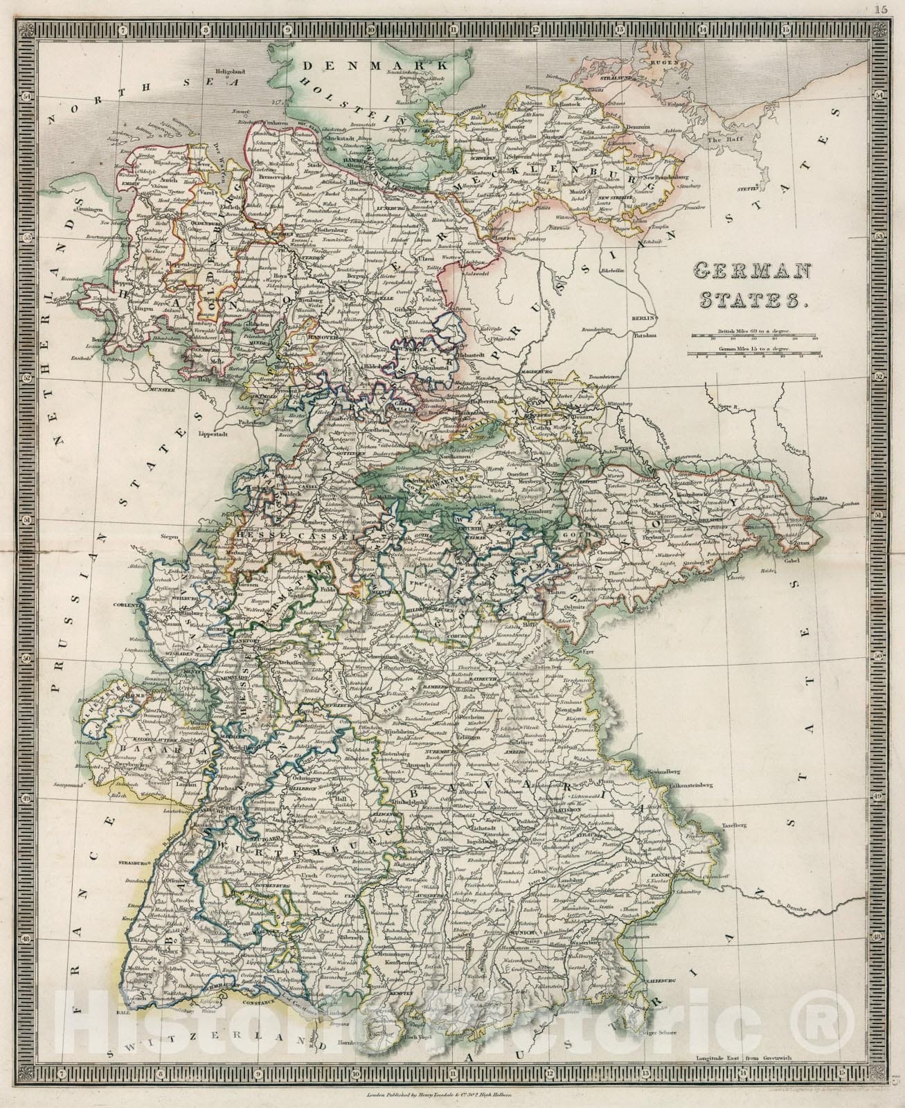 Historic Map : German states, 1836, Vintage Wall Art