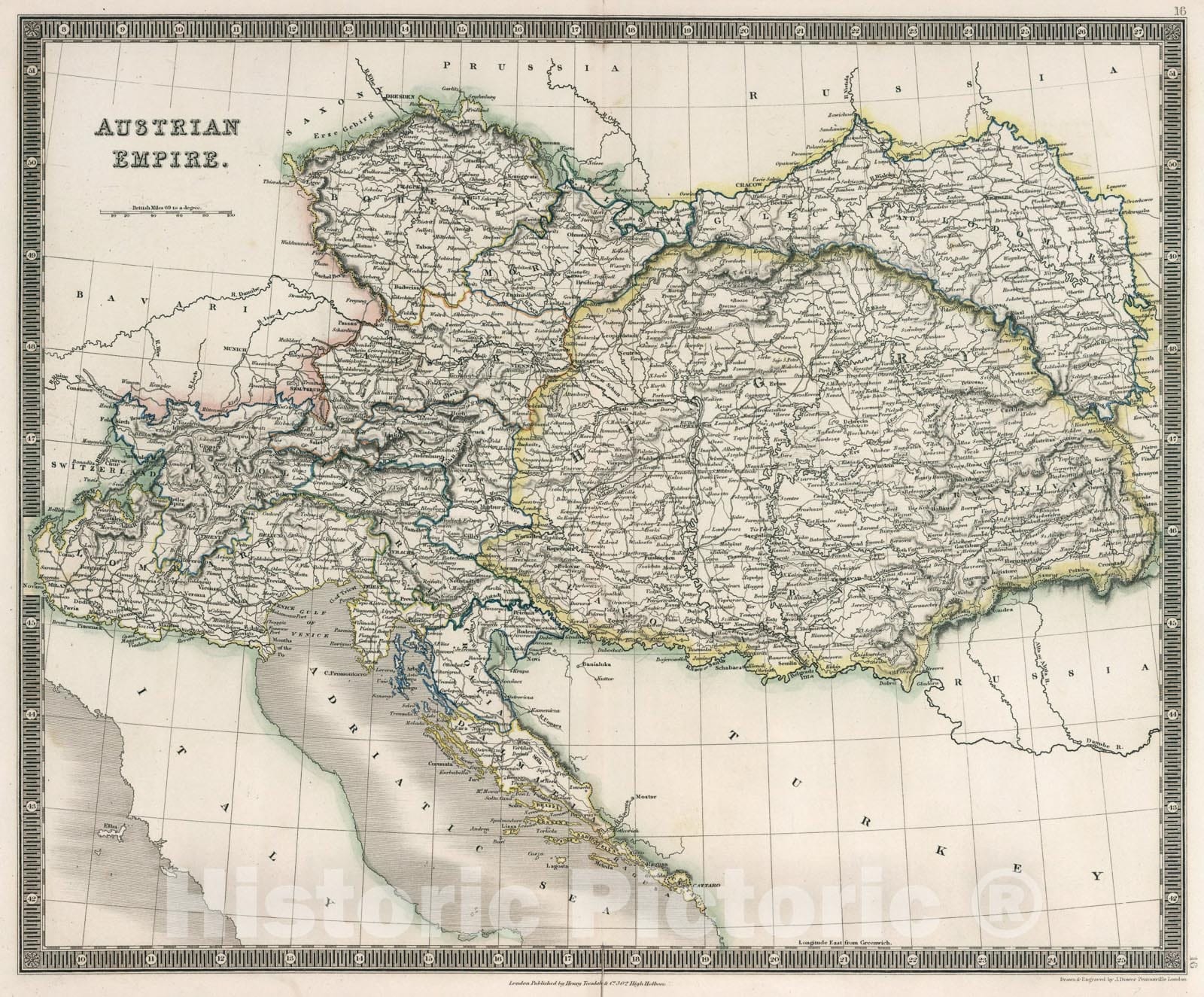 Historic Map : Austrian Empire, 1836, Vintage Wall Art