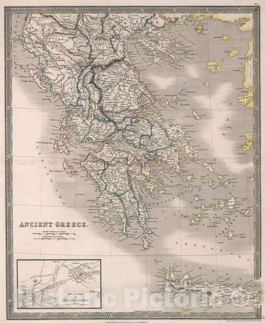 Historic Map : Ancient Greece, 1836, Vintage Wall Art