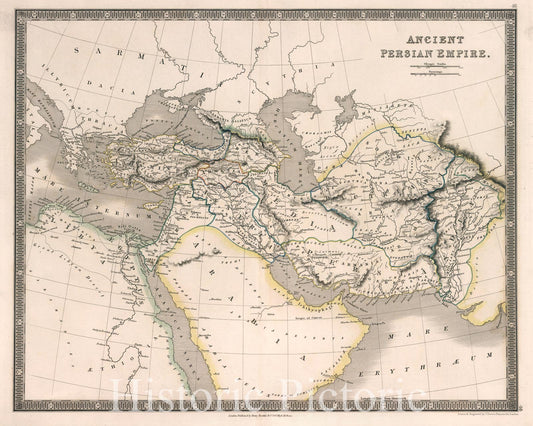 Ancient Persian Empire - Road Map, 1836 - Dower Atlas Print