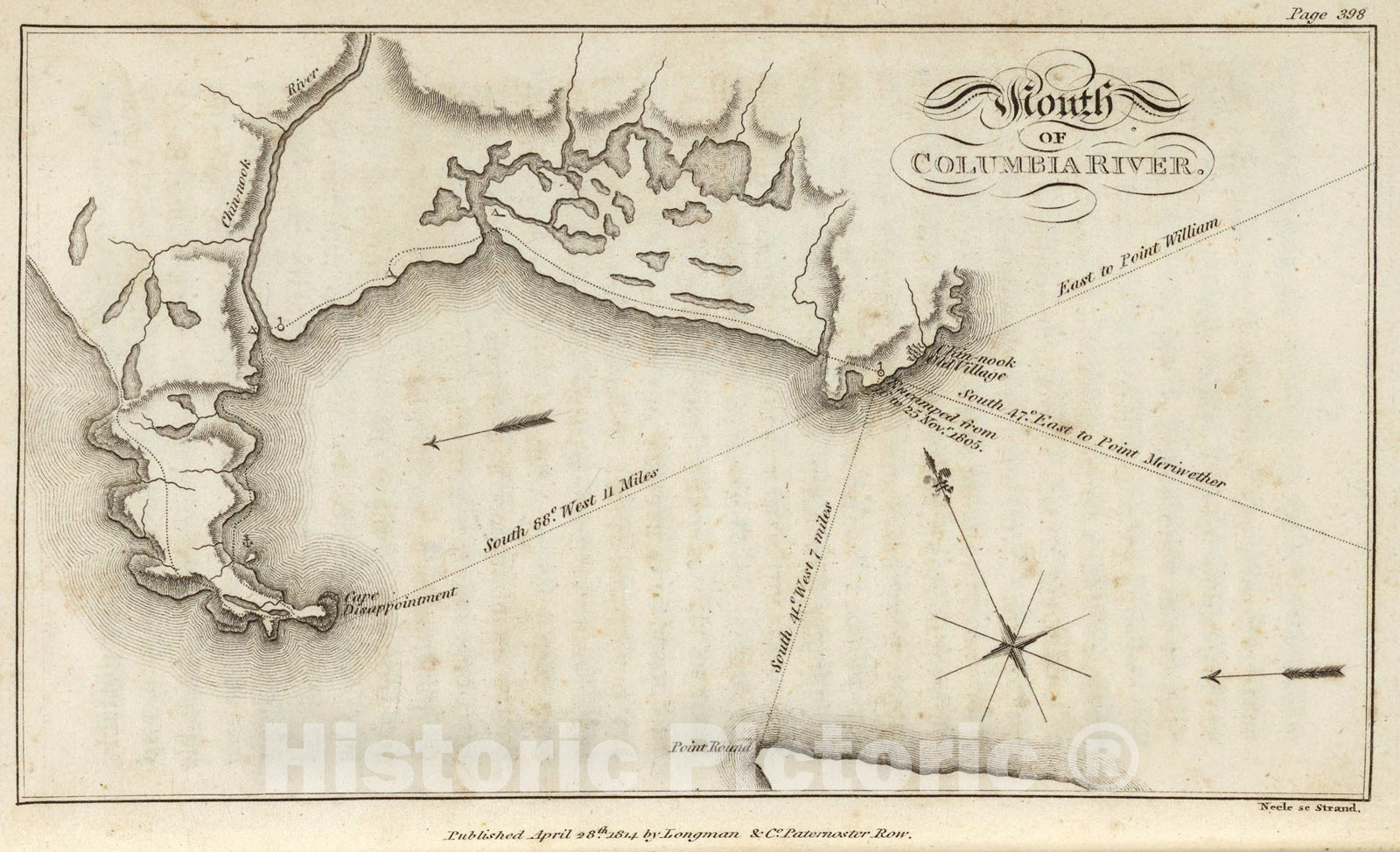 Historic Map : Mouth of Columbia River., 1815, Vintage Wall Art