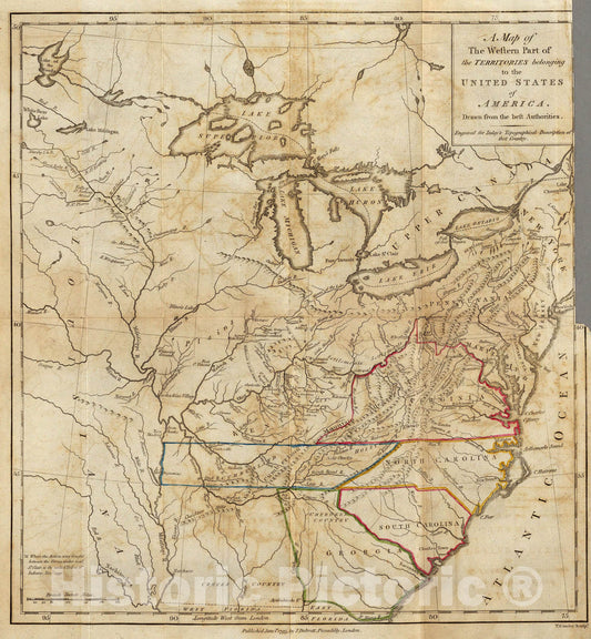 Historic Map : Western Part of the Territories., 1797, Vintage Wall Art