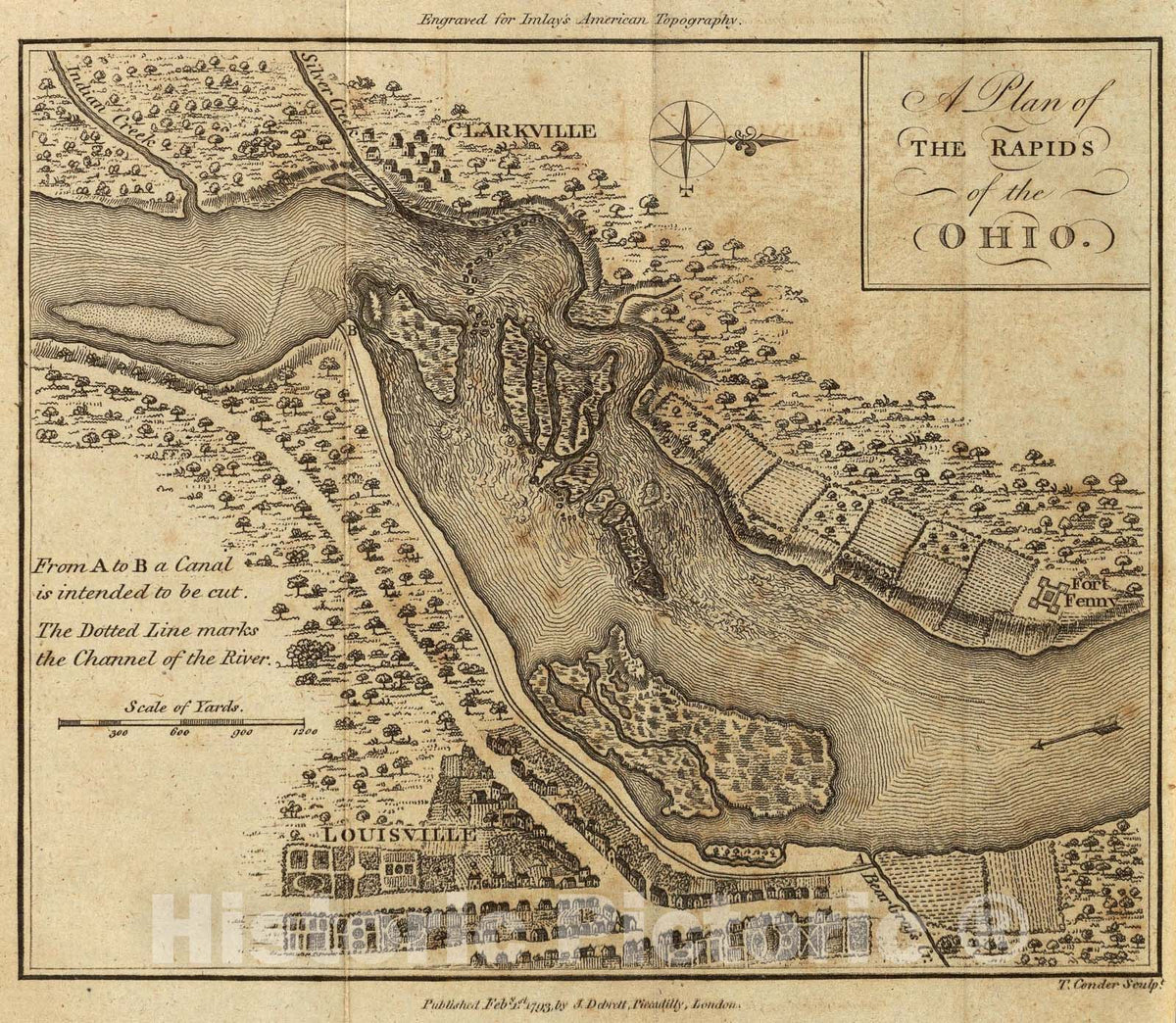 Historic Map : Rapids of the Ohio., 1797, Vintage Wall Art