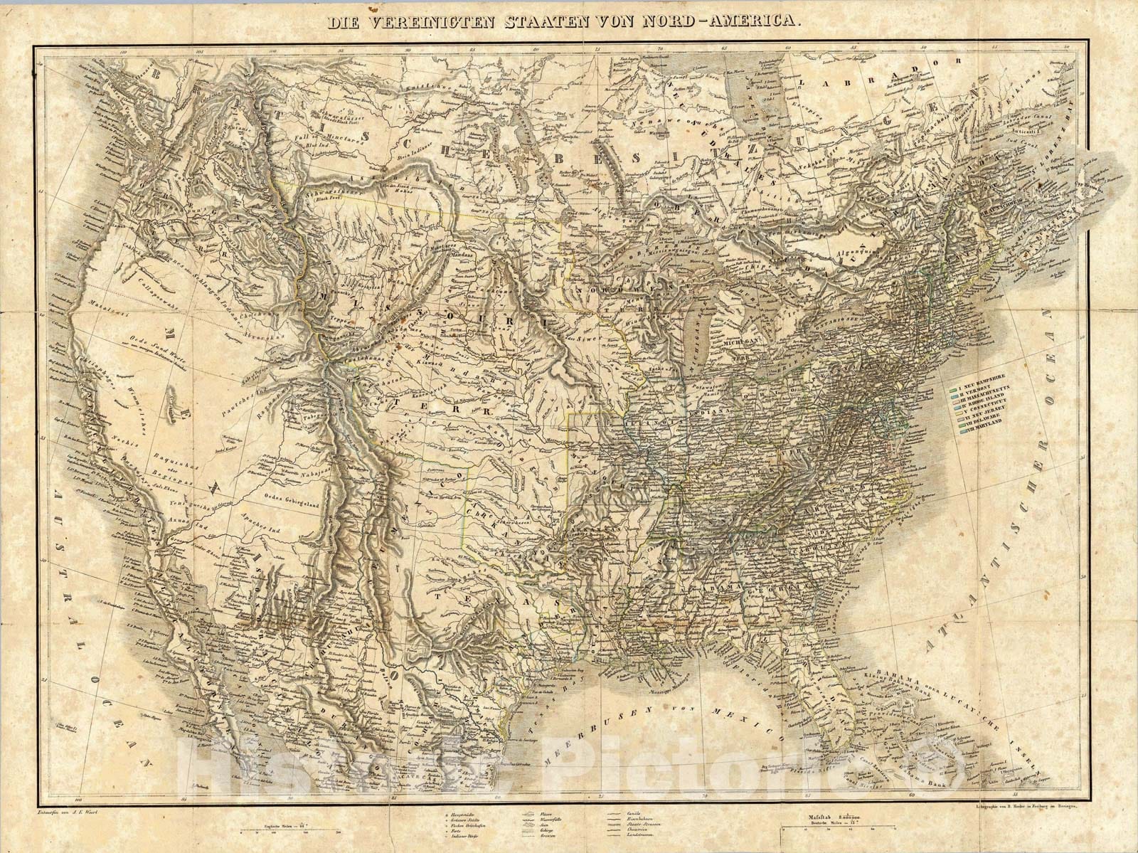 Historic Map : Die Vereinigten Staaten von Nord-America., 1848, Vintage Wall Art