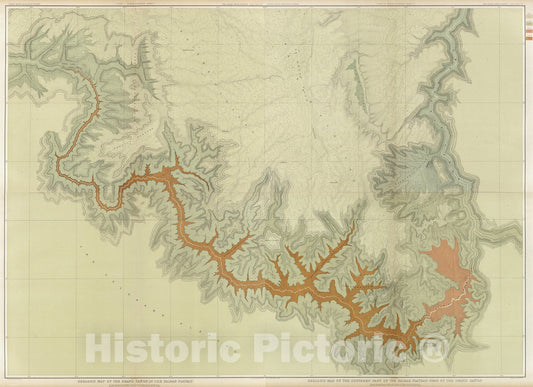 Historic Map : Composite: Geologic map, S. pt. Kaibab Plateau. I-IV., 1882, Vintage Wall Art