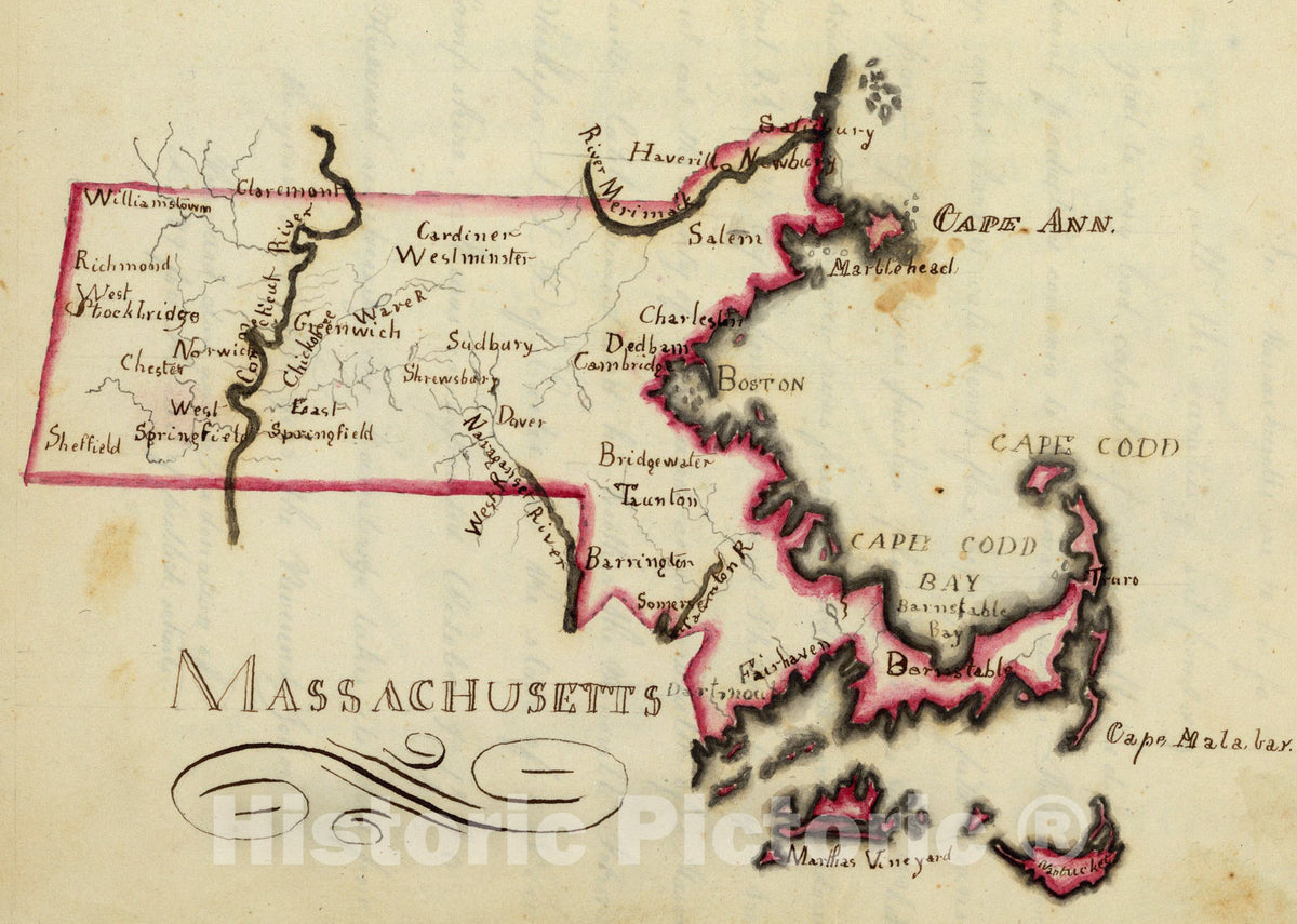 Historic Map : Massachusetts., 1823, Vintage Wall Art