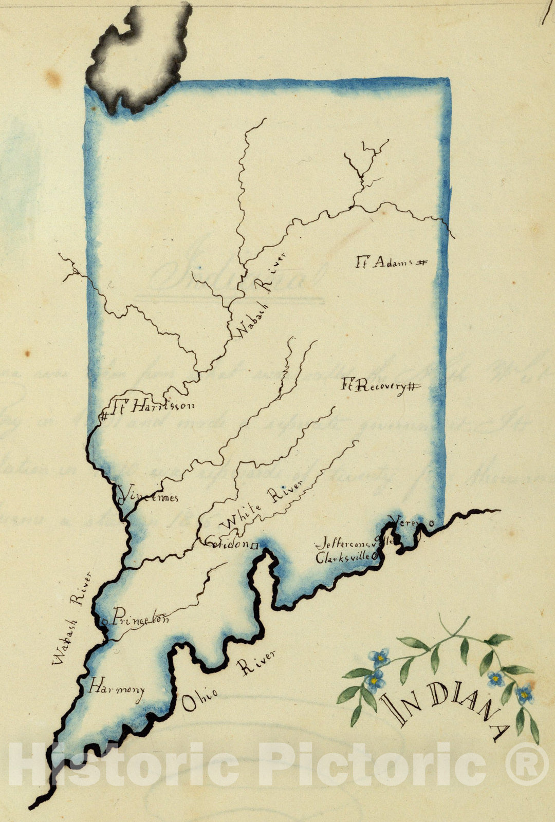 Historic Map : Indiana., 1823, Vintage Wall Art