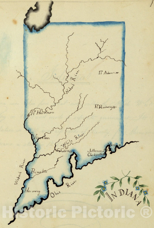 Historic Map : Indiana., 1823, Vintage Wall Art