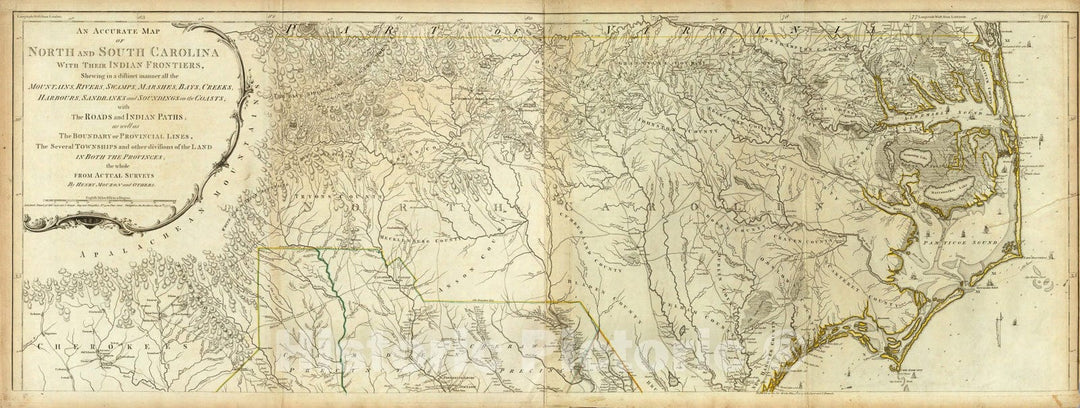 Historic Map : Map Of North And South Carolina With Their Indian Frontiers. (Northern Section), 1776, Vintage Wall Art