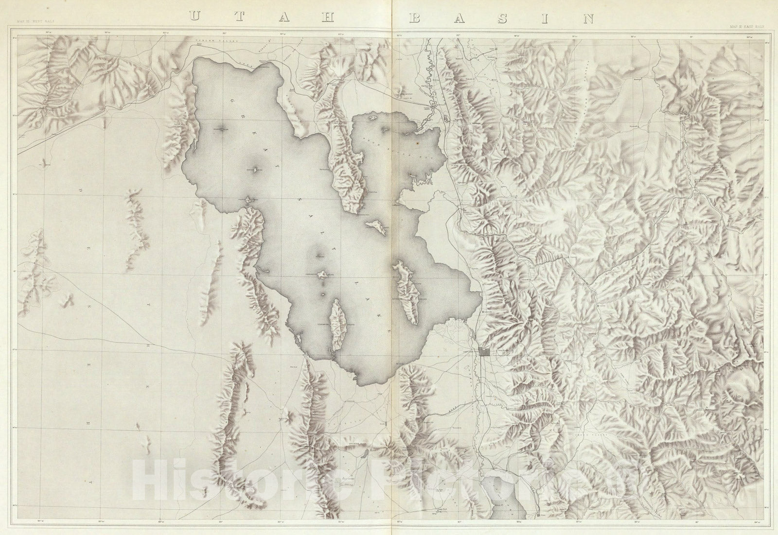 Historic Map : Utah Basin. (Topographical), 1876, Vintage Wall Art
