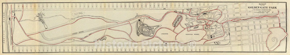 Historic Map : Map of the Golden Gate Park., 1896, Vintage Wall Art
