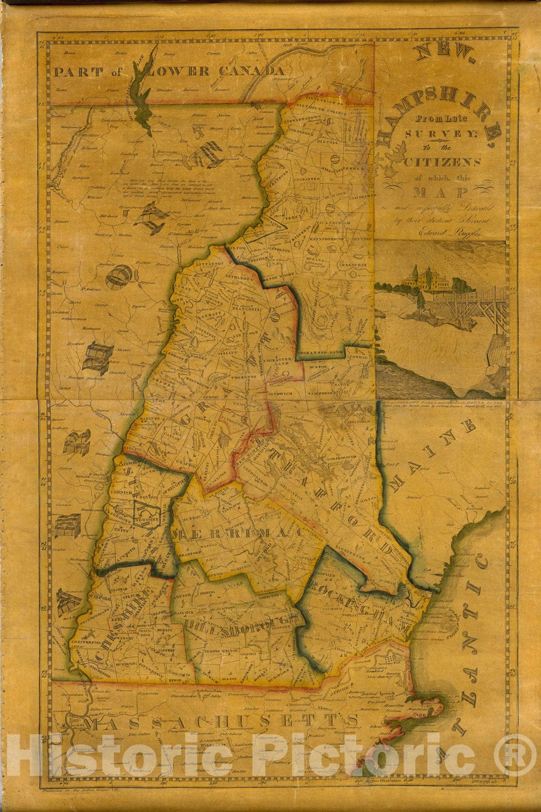 Historic Map : New - Hampshire., 1817, Vintage Wall Art