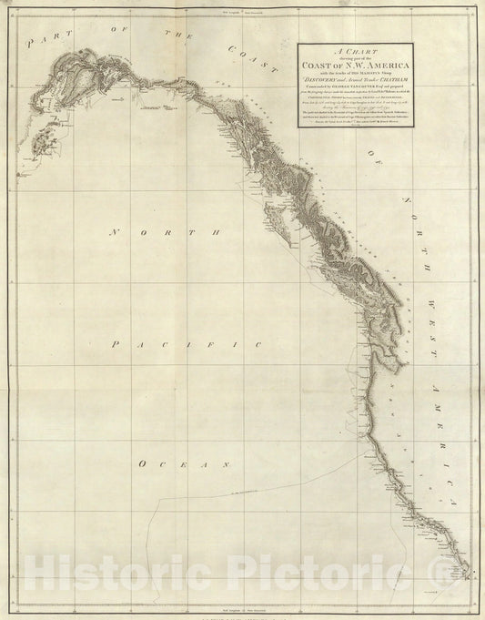 Historic Map : The Coast of N.W. America., 1798, Vintage Wall Art