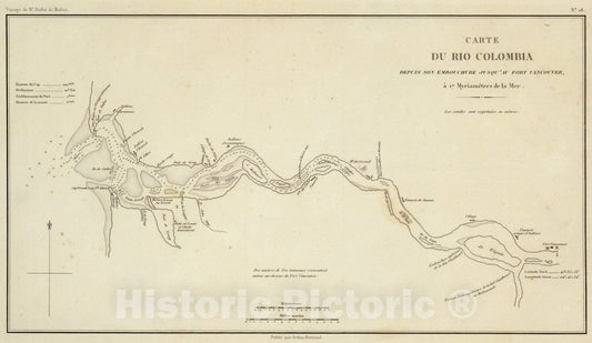Historic Map : Rio Colombia., 1844, Vintage Wall Art
