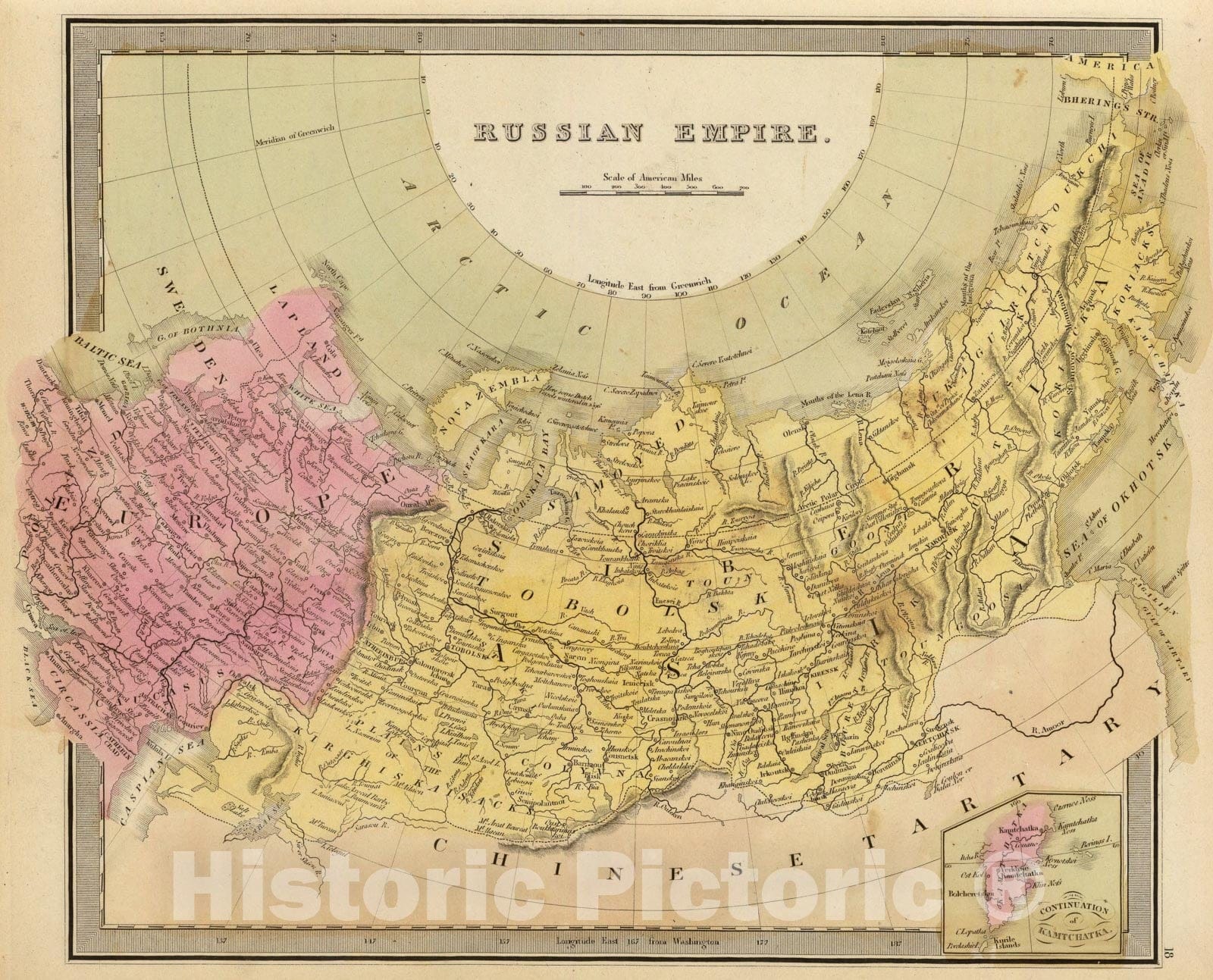 Historic Map : Russian Empire., 1840, Vintage Wall Art