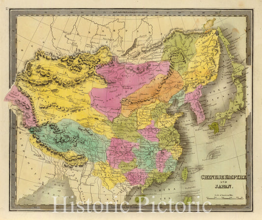 China and Japan - Railroad Map, 1840 - Historical Map Print