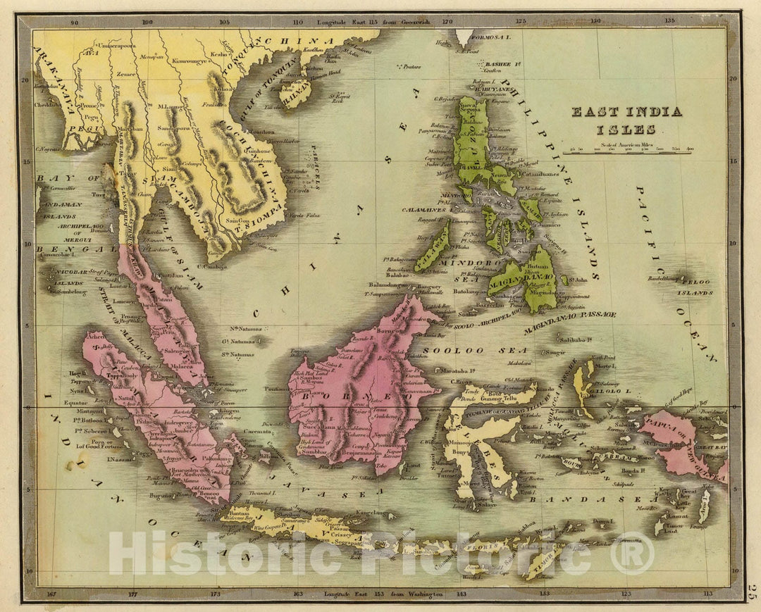 Historic Map : East India Isles., 1840, Vintage Wall Art