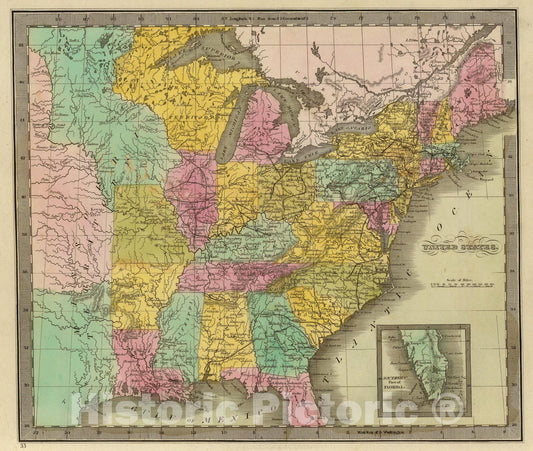 Historic Map : United States., 1840, Vintage Wall Art