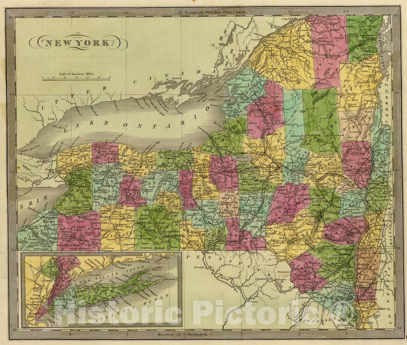 Historic Map : New York., 1840, Vintage Wall Art