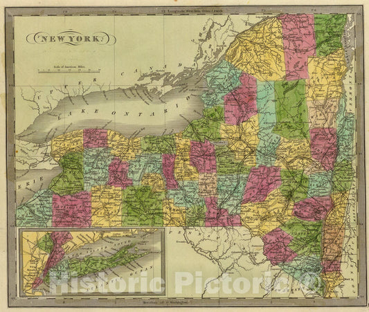 Historic Map : New York., 1840, Vintage Wall Art