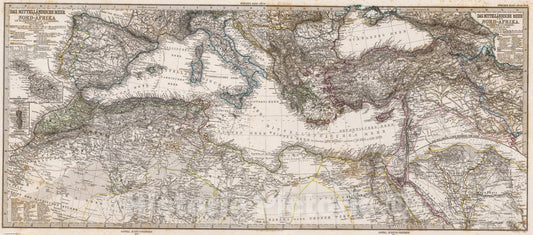 Historic Map : Composite: Mittellandische Meer, Nord-Afrika., 1875, Vintage Wall Art