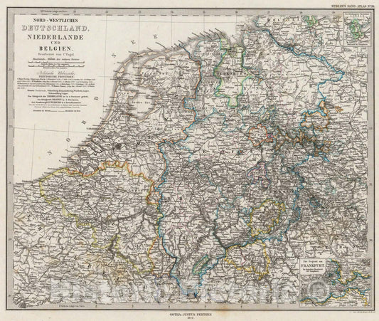 Historic Map : Nord-Westliches Deutschland, Niederlande Und Belgien., 1875, Vintage Wall Art