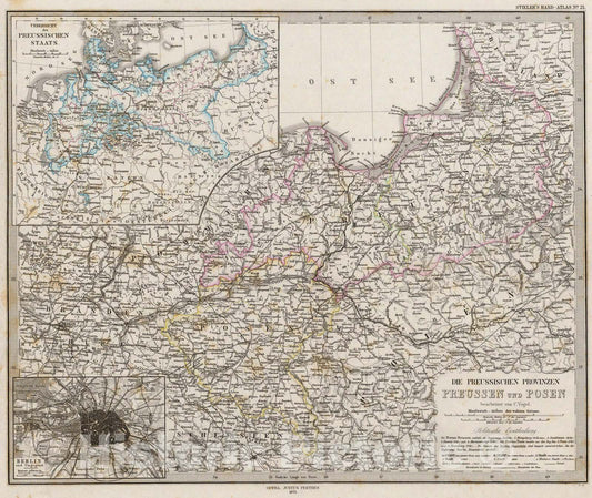 Historic Map : Die Preussischen Provinzen Preussen Und Posen., 1875, Vintage Wall Art