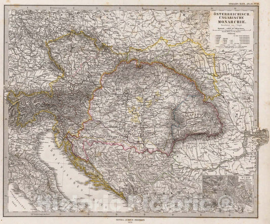 Historic Map : Osterreichisch. Ungarische Monarchie., 1875, Vintage Wall Art