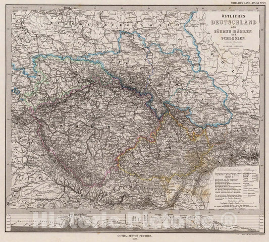 Historic Map : Ostliches Deutschland oder Bohmen, Mahren und Schlesien., 1875, Vintage Wall Art